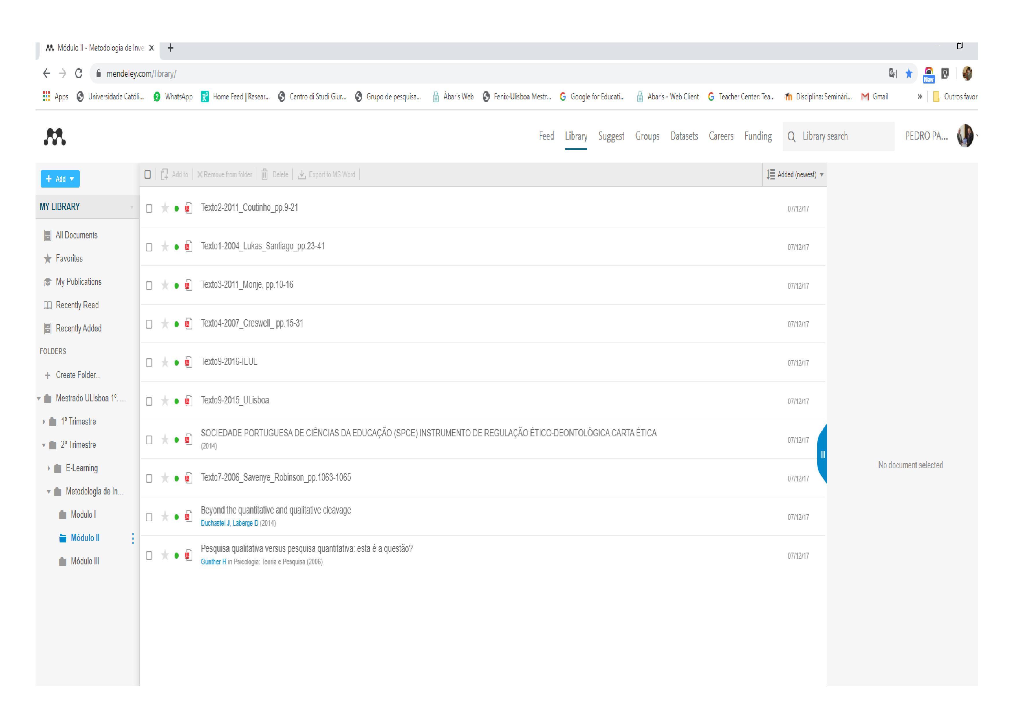 Mendeley - Módulo II - Pedro Rosa