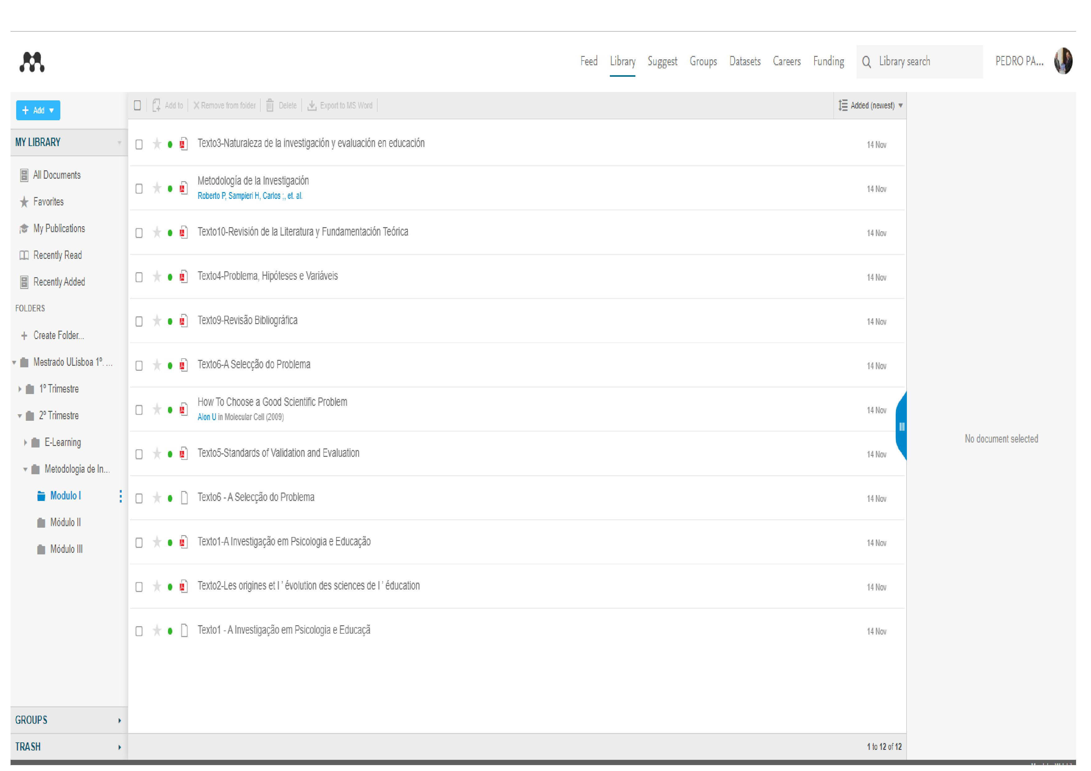 Mendeley - textos do Módulo I - Pedro Rosa