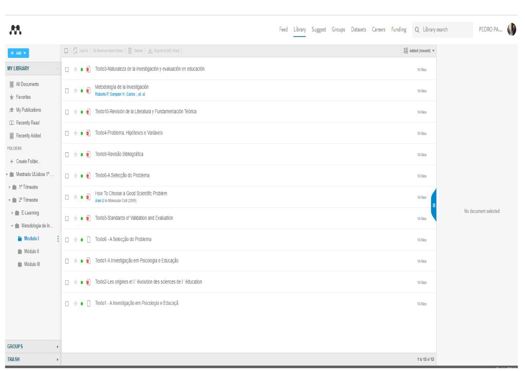 Mendeley - textos do Módulo I - Pedro Rosa